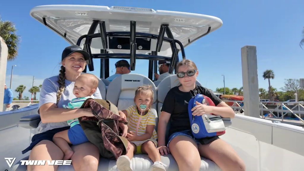 Mezzanine seating on the Twin Vee 340 GFX center console offshore fishing boat.